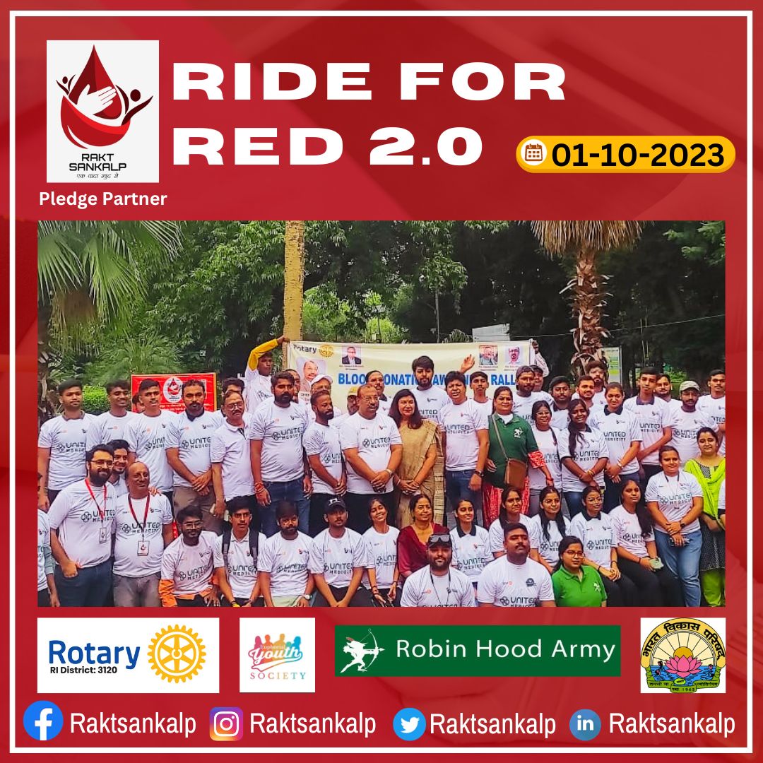 RaktSankalp's tweet photo. We are proud to share glimpses of RIDE FOR RED 2.0, an expedition to emphasize voluntary #BloodDonation as the need of hour to curb the problem of low blood supply in India, organised on 1st Oct'23, in collaboration with @EuphorialYouth with @RaktSankalp as #pledgepartner https://t.co/9zwTBwd6aP