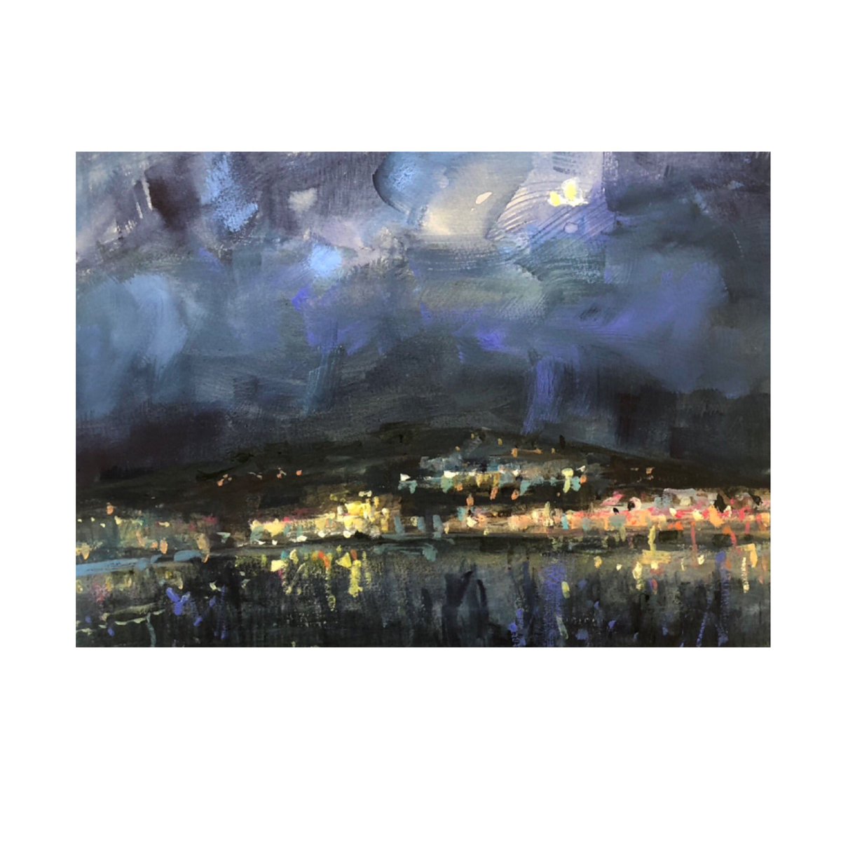 The @royalwatercoloursociety Members Autumn Show (Risk) is now open @banksidegallery right next to Tate Modern.  Runs to 4th Nov.  Showing some amazing work by the Society members it’s worth a visit!  Here is a pic of three of my Cornish Nights mini series that are now available