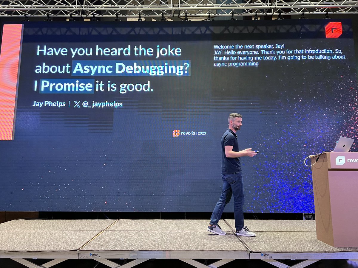 cassilup's tweet image. @_jayphelps on the 10th talk of #revojs diving into the world of async programming