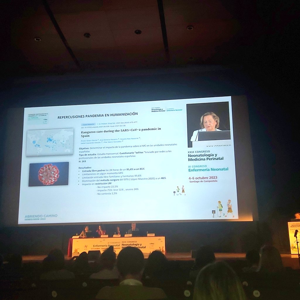 En la mesa de avances en humanización #Neonatología, Isabel Izquierdo, visibiliza el estudio que realizamos durante la pandemia y publicado en #AnalesdePediatría 

📖El método canguro durante la pandemia por SARS-CoV-2 en España

#SENEO2023 #SEEN2023

analesdepediatria.org/es-el-metodo-c…