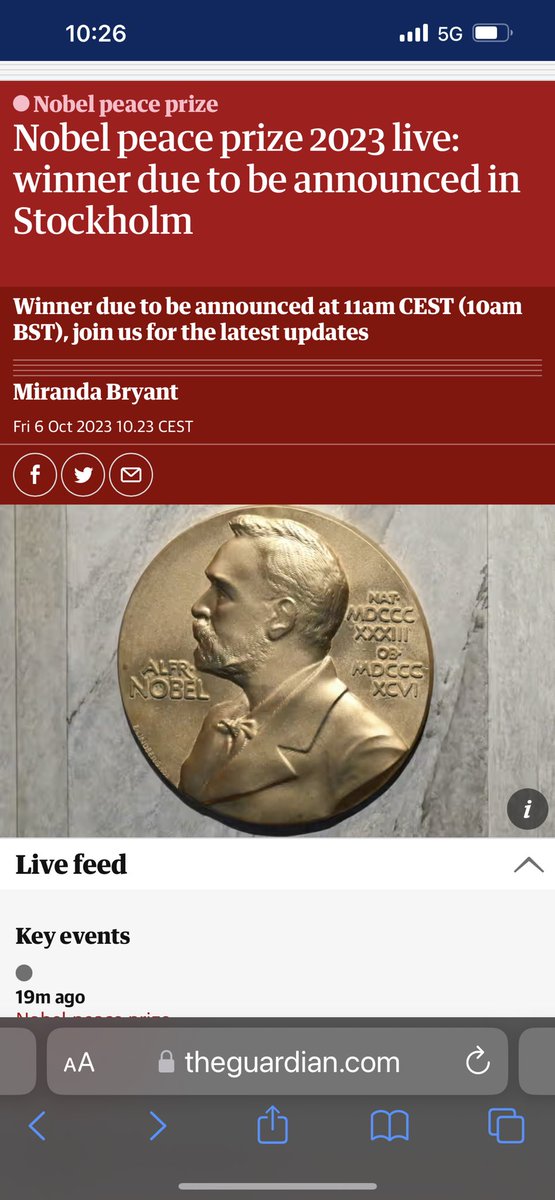 I thought it was being announced in Oslo ⁦⁦<a href="/guardian/">The Guardian</a>⁩