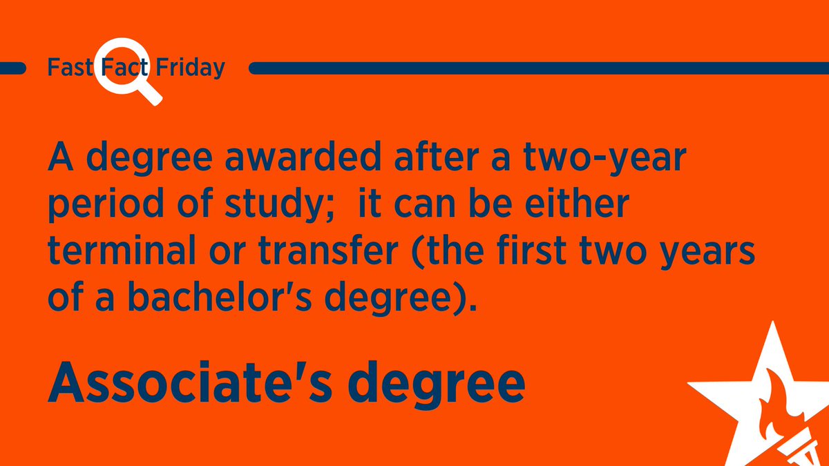 ▶️Associate's degree: A degree awarded after a two-year period of study; it can be either terminal or transfer (the first two years of a bachelor's degree). #FastFactFriday