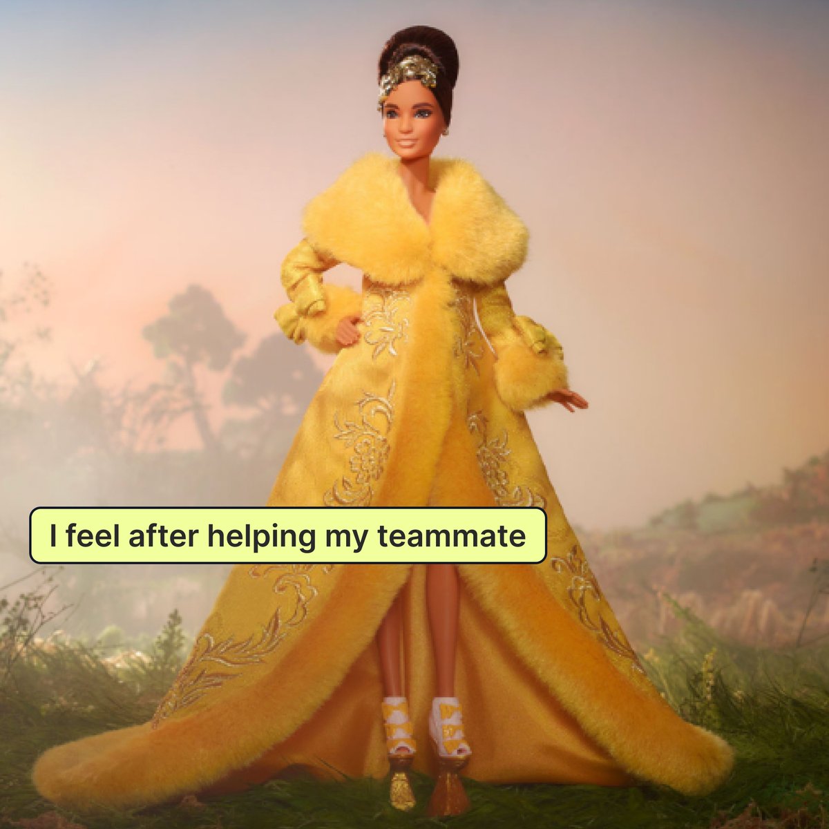 PlanlySocial's tweet image. Who else could manage to help her teammate AND stay fly?

#teammates #teamhelp #team #planly #memes #memepost #barbiegirl