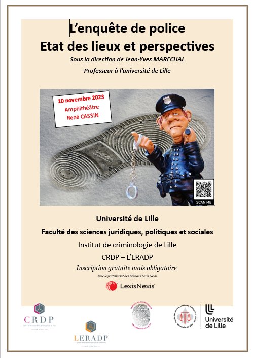 @Dr_penal sera à Lille le 10 novembre #enquête #Police #Procédurepénale
