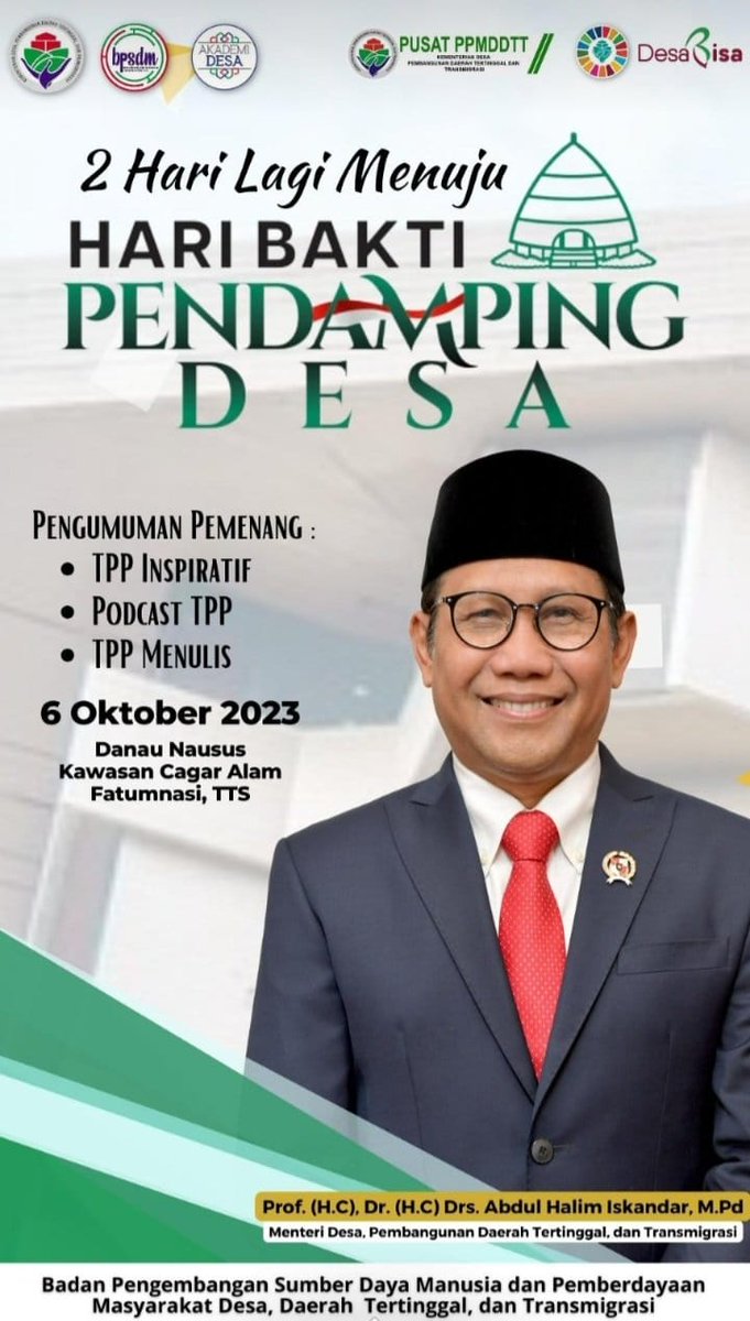 #HariPendampingDesa 
<a href="/jokowi/">Joko Widodo</a> <a href="/halimiskandarnu/">ABDUL HALIM ISKANDAR</a> <a href="/kemendesapdtt/">kemendesapdtt</a> <a href="/malik_haramain/">malikharamain</a> <a href="/imansyukri/">Iman Sukri</a> <a href="/taufikmadjid71/">IG : taufik.madjid</a> @yusradaridesa <a href="/azzameldzikrie/">#SantriIndonesia</a> <a href="/tppkemendes/">TPP KEMENDES</a> <a href="/KPW3Kalbar/">#TPPKalBar</a>