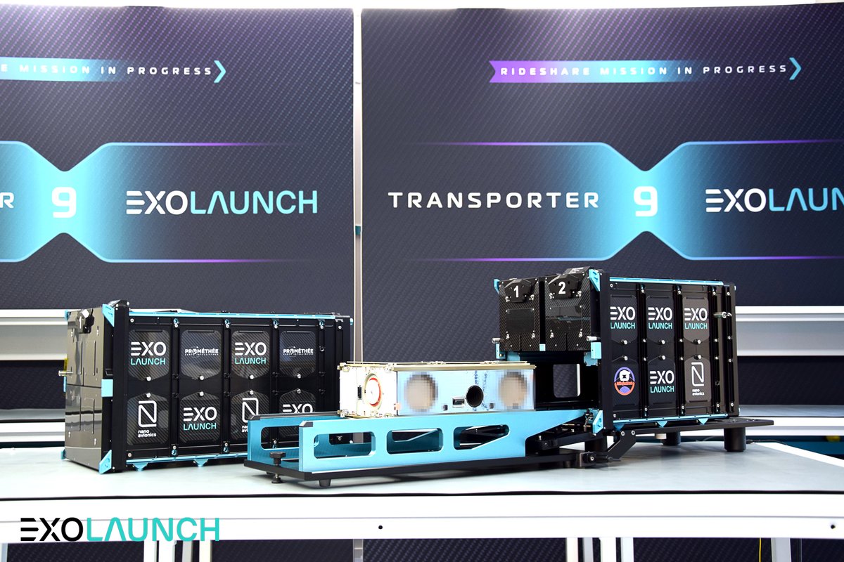 Exolaunch's tweet photo. ๐Our #EXOteam integrated multiple satellites manufactured by @NanoAvionics into EXOpod Nova for the upcoming @spaceX #Transporter9 mission.
๐ฐ NinjaSat, a 6U nanosat built for ๐ฏ๐ต @riken_en and Mitsui Bussan Aerospace
๐ฐ ProtoMรฉthรฉe-1, a 16U sat built for ๐ซ๐ท @PROMETHEE_Space https://t.co/jKumavdqwB