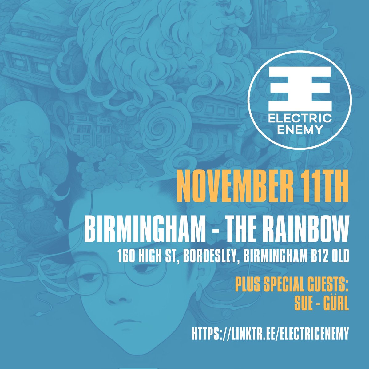 Bespoke Managed Band @madmadsue support @ElectricEnemy_ at The Rainbow Birmingham 11th November alongside @thegurlband Tickets: dice.fm/artist/electri… #sue #electricenemy #gurl #therainbow #liveshow #livemusic #gig #concert #alternativerock #grungerock #rock #show