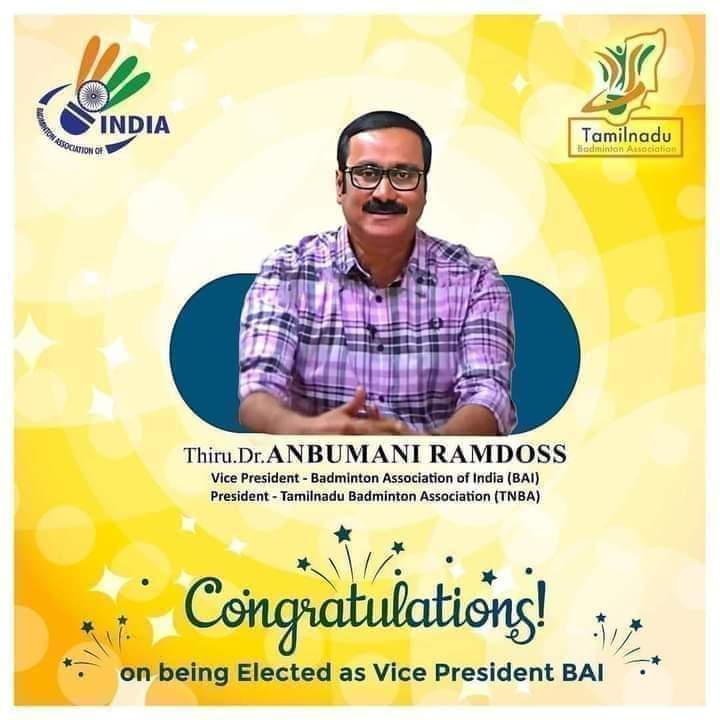 MaKaStalin's tweet photo. இந்திய பேட்மிண்டன் சங்கத்தின் துணைத் தலைவராக தேர்ந்தெடுக்கப்பட்டுள்ள அண்ணன் மருத்துவர் அன்புமணி ராமதாஸ் @draramadoss அவர்களுக்கு வாழ்த்துக்கள்.

#Badminton https://t.co/cXkcETaT3O
