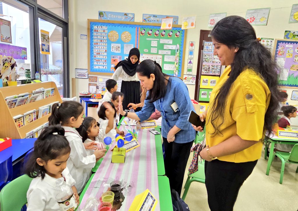 StaceyJudith's tweet photo. What a spectacular showcase of scientific experiments &amp; principles by #KG1DCuriousCats😻 for their first @NMSKindergarten #Innofest #SciFest 👏🏽🌟  A perfect end to an educational #ScienceWeek🥼 Thank you for visiting us, Ms @MichelleVerghe1 &amp; Ms @ChristineDeNor1 @gemsnms_alkhail https://t.co/96s1NJdT1y