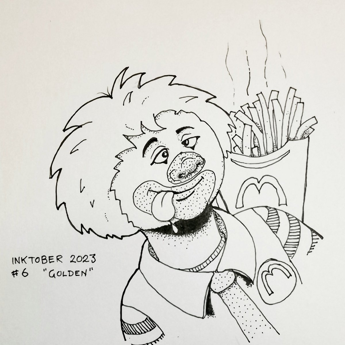 kevman3d's tweet photo. Inktober, day 6 - the king of the golden arches. 😁
#inktober #inktober2023 #inktober2023golden #inktober2023day6 #pendrawing #doodle #fastfoo https://t.co/qEEAwI6bSs