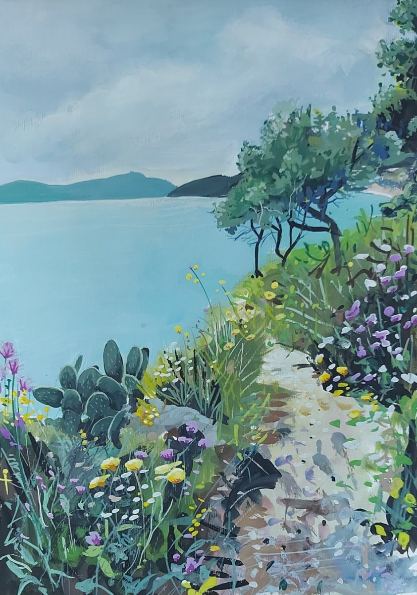 We had great entries to our summer landscape painting comp with @timfisherartist and @SearchPress but the judges were unanimous in choosing 'Corfu Trail' by Sheila Cunningham as winner of a painting by Tim and a copy of Palette Knife Painting in Acrylics. bit.ly/3Q1ZDVL