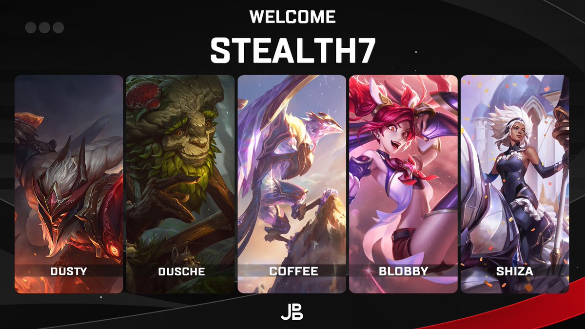 Nach langem Warten können wir euch endlich unser neues Main Team vorstellen welches in der <a href="/PrimeLeague/">Die Techniker Prime League</a> Division 5.8 teilnimmt!😍 #RoadtoDiv4

Top: <a href="/xDustyLoL/">Dùsty</a> 
Jungle: <a href="/DcnFinn/">Dusche</a> 
Mid: <a href="/CoffeeloverLoL/">Coffee</a> 
ADC: <a href="/Lol_Blobby/">Blobby</a> 
Supp: <a href="/lolShiza/">Shiza</a> 

#S7 | #GoingStealth | #LeagueofLegends