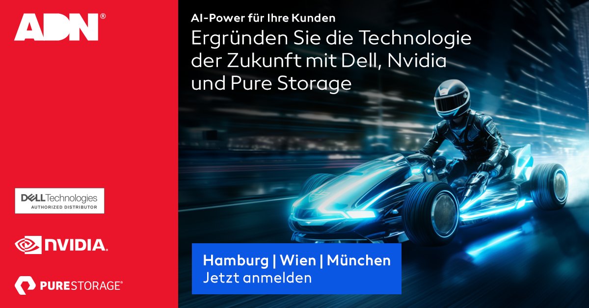 Sind Sie bereit für die #AI-Revolution? 🚀 Entdecken Sie mit #Dell, #PureStorage &amp; #Nvidia die Zukunft in Hamburg, in München &amp; in Wien! 
Top Server-Technik, optimale AI-Infrastruktur &amp; spannende Insights. 

Sichern Sie sich jetzt Ihren Platz!
👉  eu1.hubs.ly/H05yWBM0