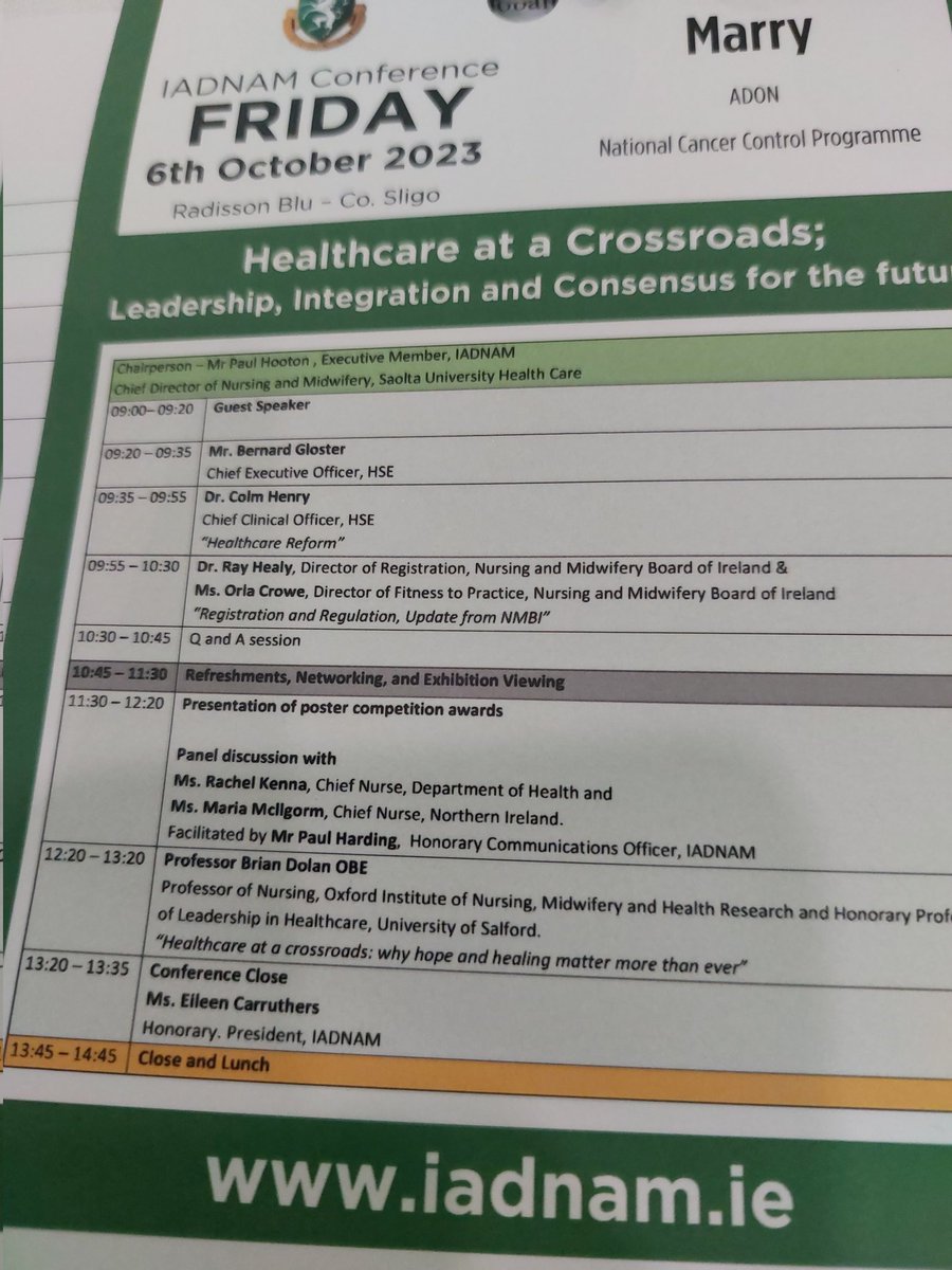 Lisa Marry (@lisamarry19) on Twitter photo Looking forward to Day 2 of the #IADNAM2023 Conference. Great lineup of speakers this morning including our Chief Nurse Rachel Kenna, Bernard Gloster and Colm Henry #care #culture #governance #emergencycareavoidance <a href="/IADNAM1/">Irish Association Directors Nursing and Midwifery</a> <a href="/hseNCCP/">NCCP</a> <a href="/terryhanan1/">terry hanan</a> Looking forward to Day 2 of the #IADNAM2023 Conference. Great lineup of speakers this morning including our Chief Nurse Rachel Kenna, Bernard Gloster and Colm Henry #care #culture #governance #emergencycareavoidance <a href="/IADNAM1/">Irish Association Directors Nursing and Midwifery</a> <a href="/hseNCCP/">NCCP</a> <a href="/terryhanan1/">terry hanan</a>