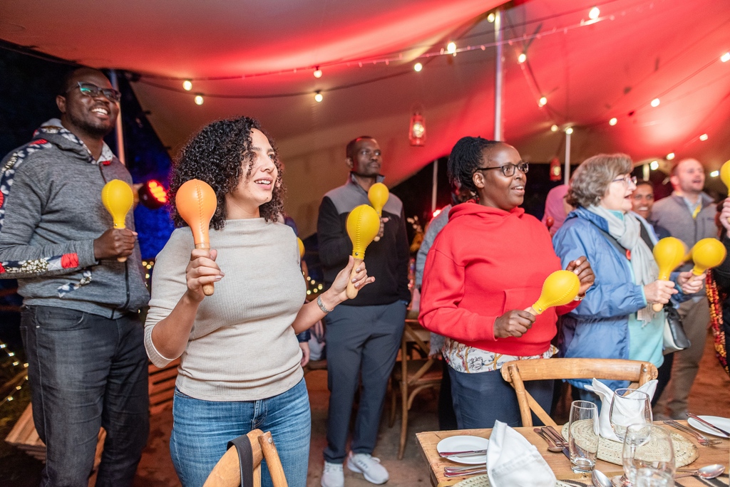 wearestawi's tweet image. Striking the right chord at the IFC retreat with 'Team Beatz' in 2022!  Team Beatz is a fun and uniting experience that has your participants all creating one musical masterpiece.

#createtheexceptional with #stawiexperiences
⁠