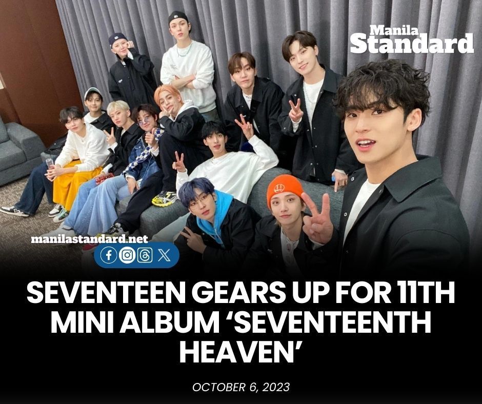 mnlstandardph's tweet photo. #Kpop supergroup #Seventeen returns with a fresher look for the release of its #11thminialbum, #SeventeenthHeaven, on October 23, 2023 (6:00 p.m. KST).
READ MORE:
https://t.co/XaAN6iGN6s https://t.co/vcaD30eayE