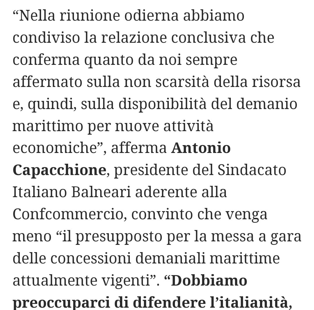 Una commissione ministeriale, con dentro i balneari, che danno ok finale alla tesi dei balneari per cui in Italia è pieno di spiagge libere e quindi non bisogna fare le gare. Fantastico!