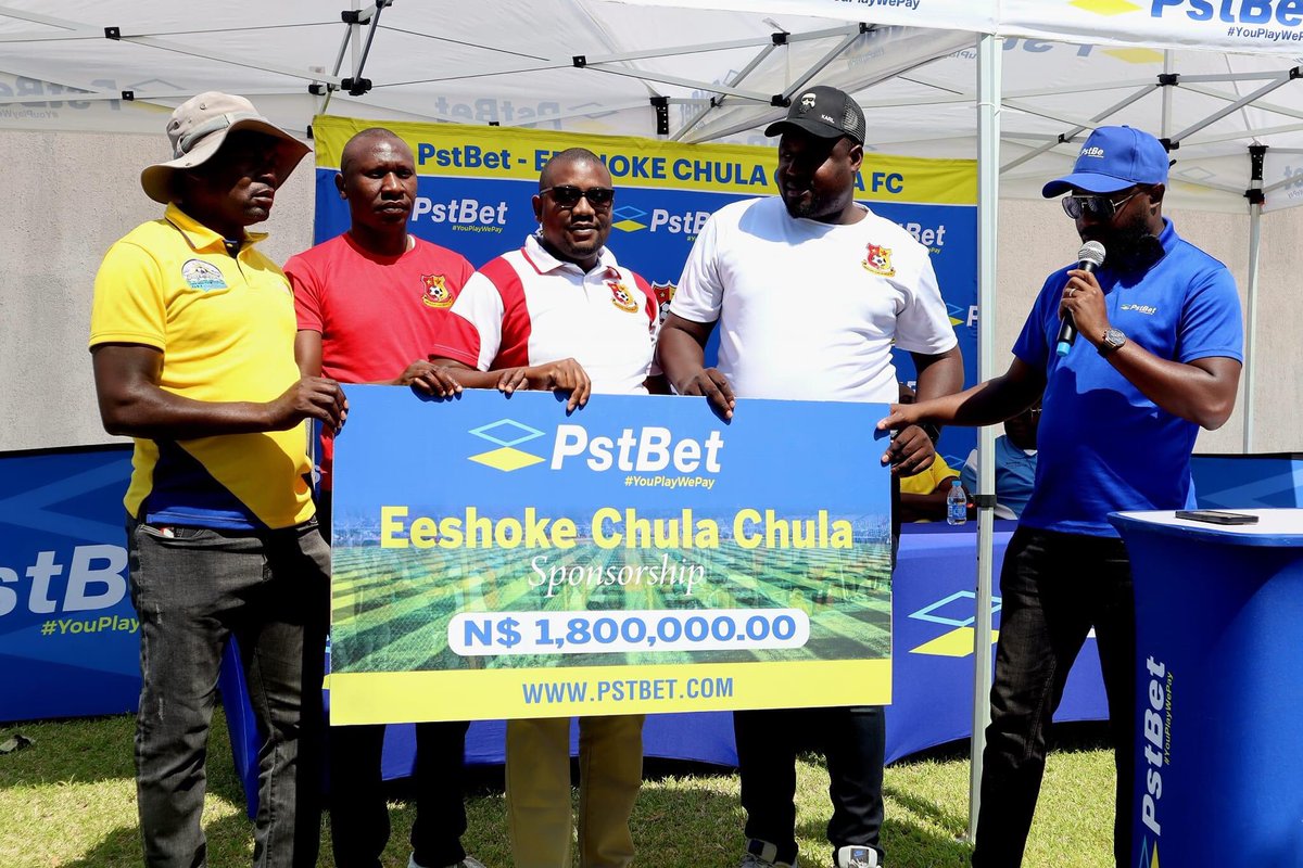 FootyNamibia's tweet photo. UPDATE🚨

Eeshoke Chula Chula FC have secured a N$1.8 million sponsorship from PSTBET which will run for 3 years 

📸: PstBet https://t.co/e9un6lrhaL