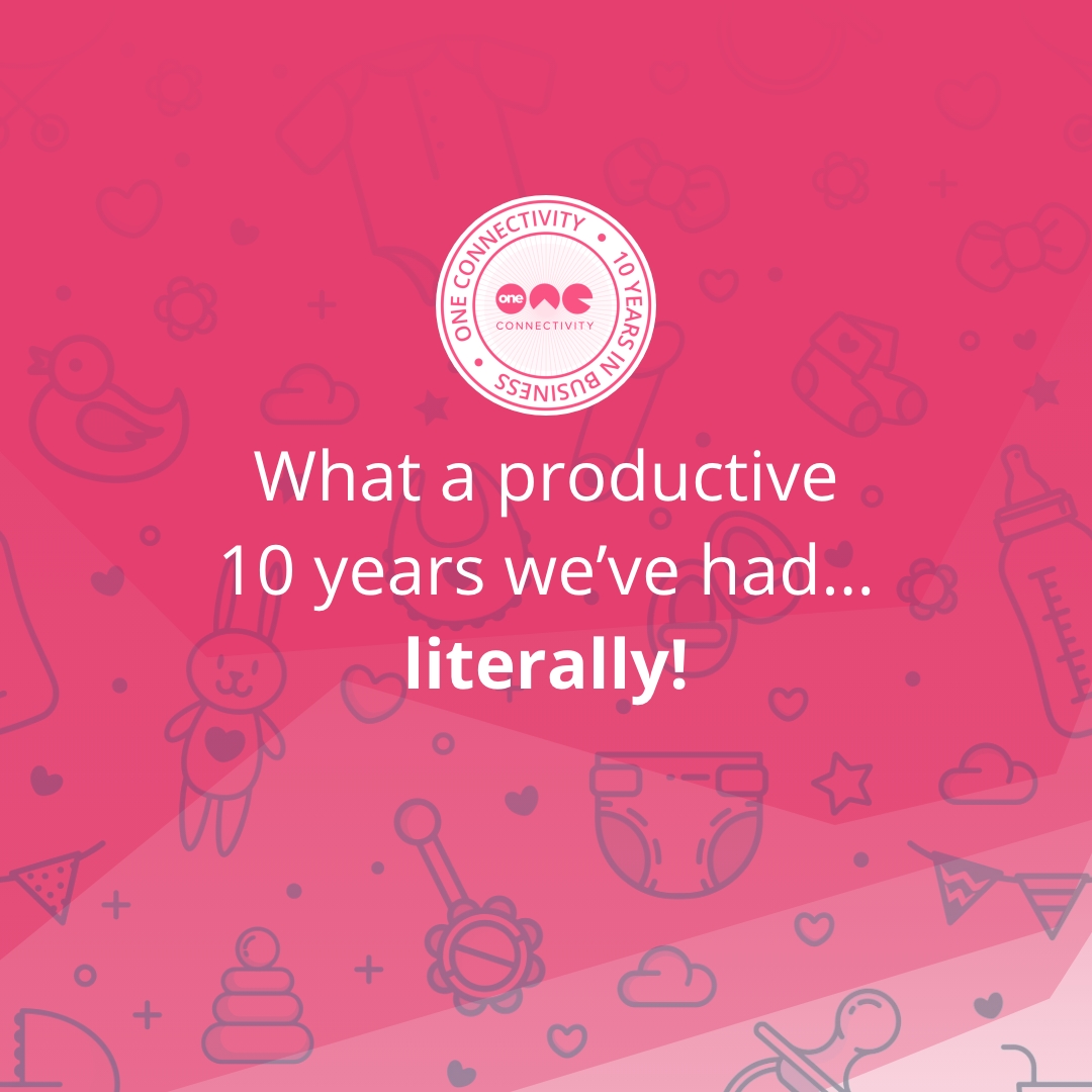OneConnectivity's tweet image. We're celebrating 10 years of One Connectivity this year and what a busy 10 years it’s been. Did you know that there's been 8 babies born to One Connectivity team members in 10 years?! 
#OneConnectivity #Team