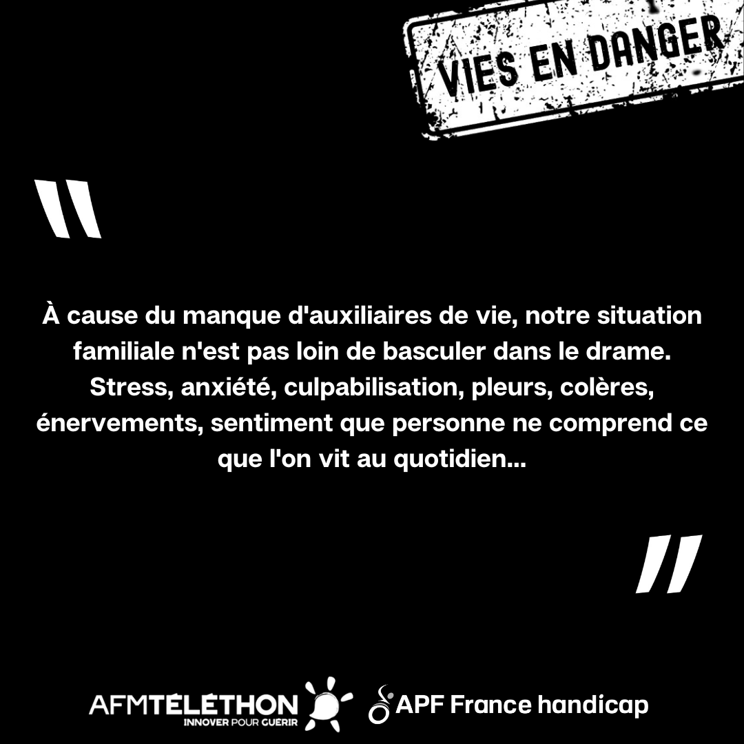 🚨 Pénurie d'aides à domicile pour les personnes en situation de #handicap = non-assistance à
personnes en danger !
📢 Faut-il une vague de "morts à domicile" pour que des mesures soient enfin prises ?
Avec <a href="/Telethon_France/">AFM-Téléthon</a>, on alerte !