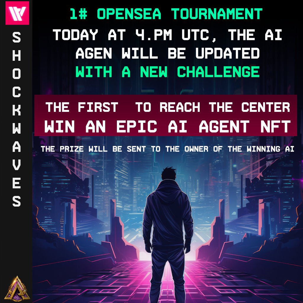 Shockwaves_AI's tweet photo. Play inside your own AI Agent #NFT!
Find the way out of the maze first and get the reward!
Anyone can participate, but only the #NFTOwner will win the grand prize!
So, share your NFTs link with your friends, family, community, dogs...😉
Today 4 PM UTC inside our AI Agents #NFTCollection
#Shockwaves #NFTCommunity #NFTChallenge #OpenSea #Web3Game #GameFi