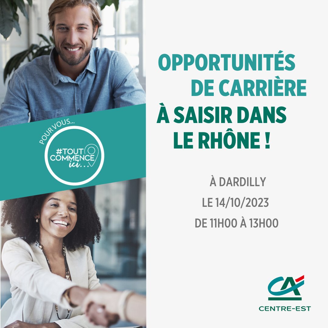 📢 Des opportunités de carrière à saisir dans les Monts d'Or et aux portes de Lyon ! Vous avez un bac +2 en poche, la fibre commerciale et le sens de la relation client ? 📅 RDV samedi 14 octobre de 11h à 13h à Dardilly ! Inscriptions au #JobDating👉 one.wisembly.com/jobdatingbanque