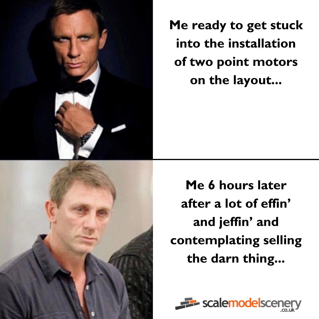 ScaleModelScene's tweet photo. Morning all... Anyone relate to this? 🤣
Point motors are my nemesis!

#fridayfrustrations https://t.co/HU1P4yEADT