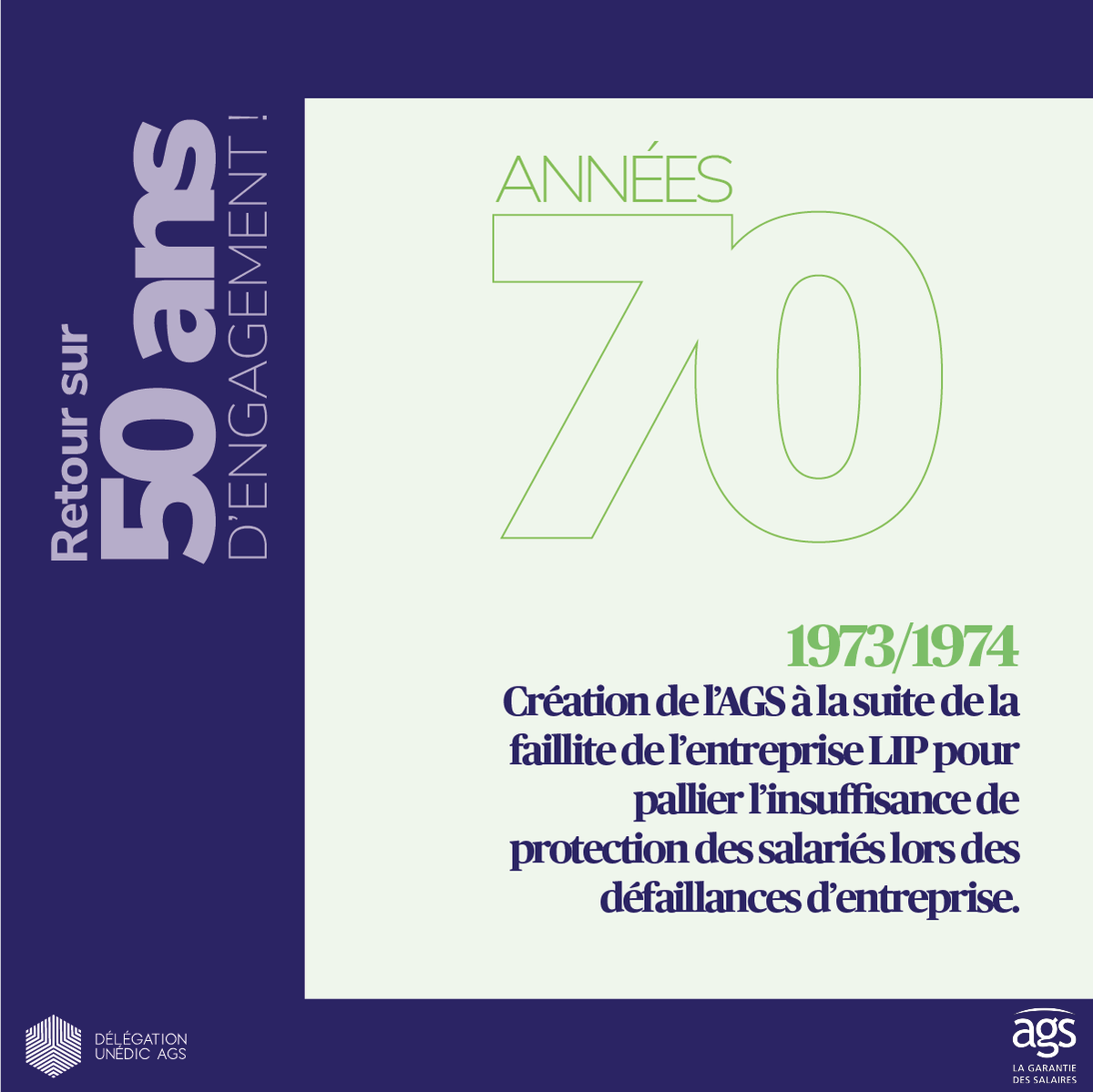 delegation_AGS's tweet photo. Il y a 50 ans, la loi du 27 décembre 1973, acte fondateur du Régime de #garantiedessalaires, était votée ! Depuis, le Régime de garantie des salaires (#AGS) est en soutien des salariés des entreprises en procédure collective et aux côtés des entreprises en difficulté. https://t.co/Vors9gwdrZ