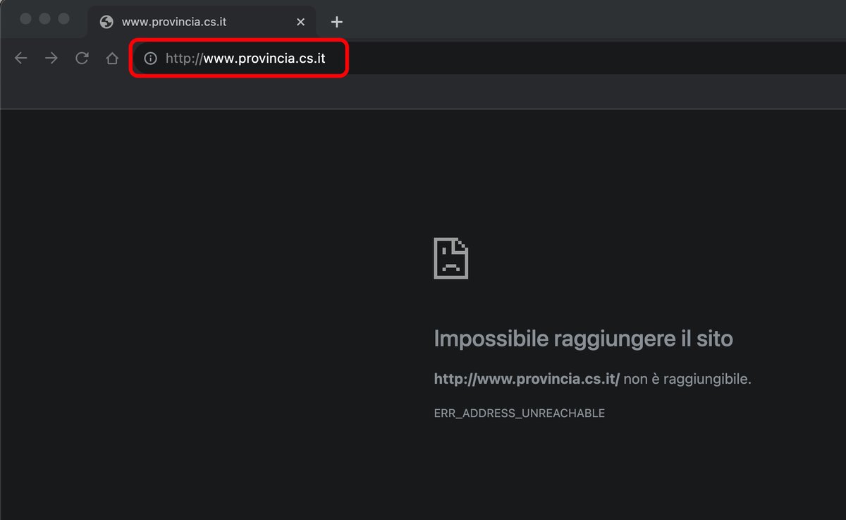 Claudio (@sonoclaudio) on Twitter photo Attacco informatico (#Ransomware?) alla Provincia di Cosenza.
<a href="/ProvinciaCS/">Provincia di Cosenza</a> ha subito un attacco hacker da parte di ignoti criminali, che hanno attaccato il sistema informatico criptando i dati con contestuale richiesta di riscatto.
"I cyber criminali non sono riusciti ad entrare Attacco informatico (#Ransomware?) alla Provincia di Cosenza.
<a href="/ProvinciaCS/">Provincia di Cosenza</a> ha subito un attacco hacker da parte di ignoti criminali, che hanno attaccato il sistema informatico criptando i dati con contestuale richiesta di riscatto.
"I cyber criminali non sono riusciti ad entrare