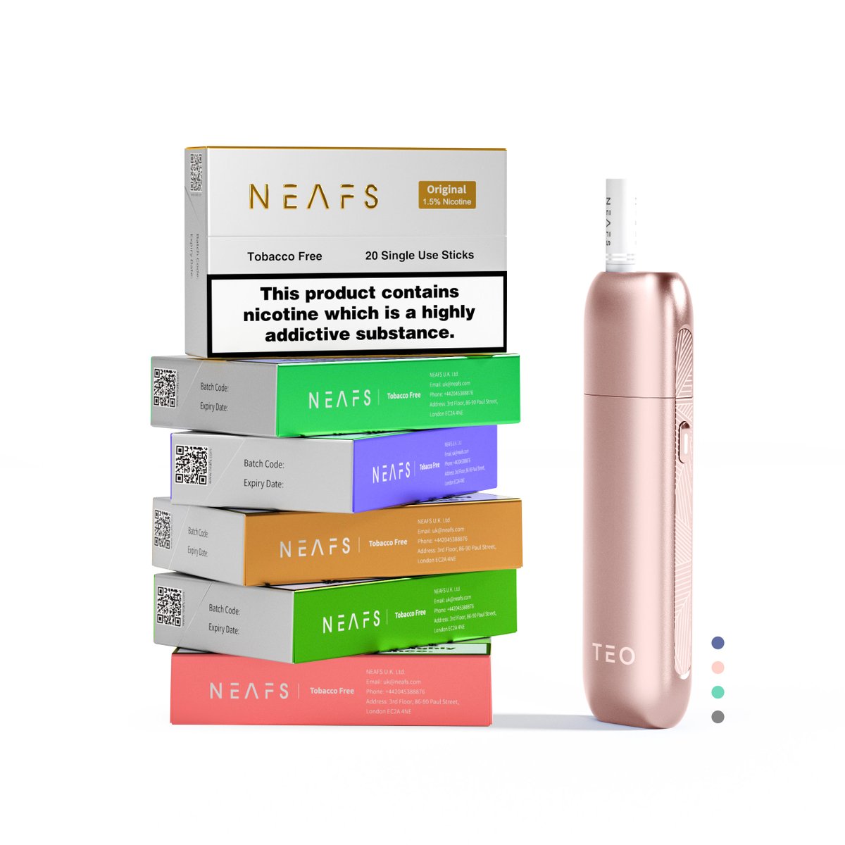 Say goodbye to the traditional cigarette and hello to NEAFS. Our heated sticks provide a cleaner and tobacco-free option for those who want to enjoy the sensation of smoking.
#NEAFS #TEO #smokefree #tobaccofree #nicotine