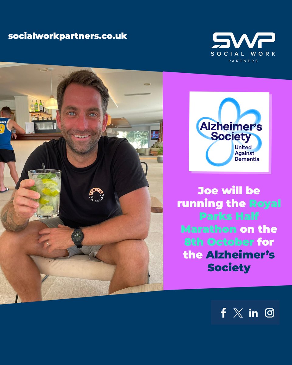SWPartners_'s tweet image. This Sunday, Joe Harris will be running the Royal Parks Half Marathon to raise money for the Alzheimer's Society 📷📷
If you would like to donate, you can do so by visiting the link here: justgiving.com/fundraising/jo…...
#charityrun #running #socialcare #socialwork #recruitment