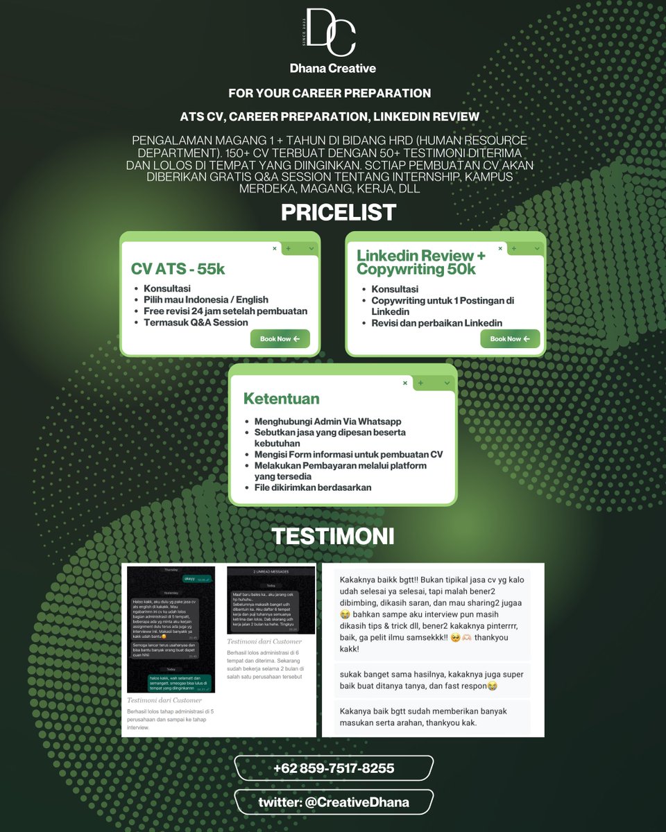 Dhana Creative | Jasa Buat Bikin CV ATS Friendly tweet media