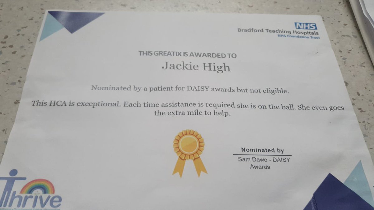 Congratulations to our wonderful HCA Jackie! What amazing feedback from patients, well deserved❤️ #Greatix #HardWorkPaysOff @melstack04 @CharlotteG56279 @Mel_Pickup @karendawber