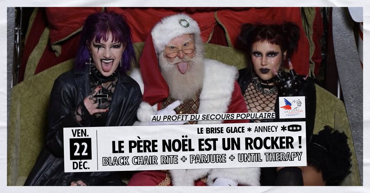 Le Brise Glace (@le_brise_glace) on Twitter photo Cette année, le Père Noël est un métaleux, il invite les meilleurs groupes de metal du coin pour un concert organisé au profit du <a href="/SecoursPop/">Secours populaire</a> 🤘 Tarif unique 10€ : bit.ly/BriseGlacePère… Cette année, le Père Noël est un métaleux, il invite les meilleurs groupes de metal du coin pour un concert organisé au profit du <a href="/SecoursPop/">Secours populaire</a> 🤘 Tarif unique 10€ : bit.ly/BriseGlacePère…