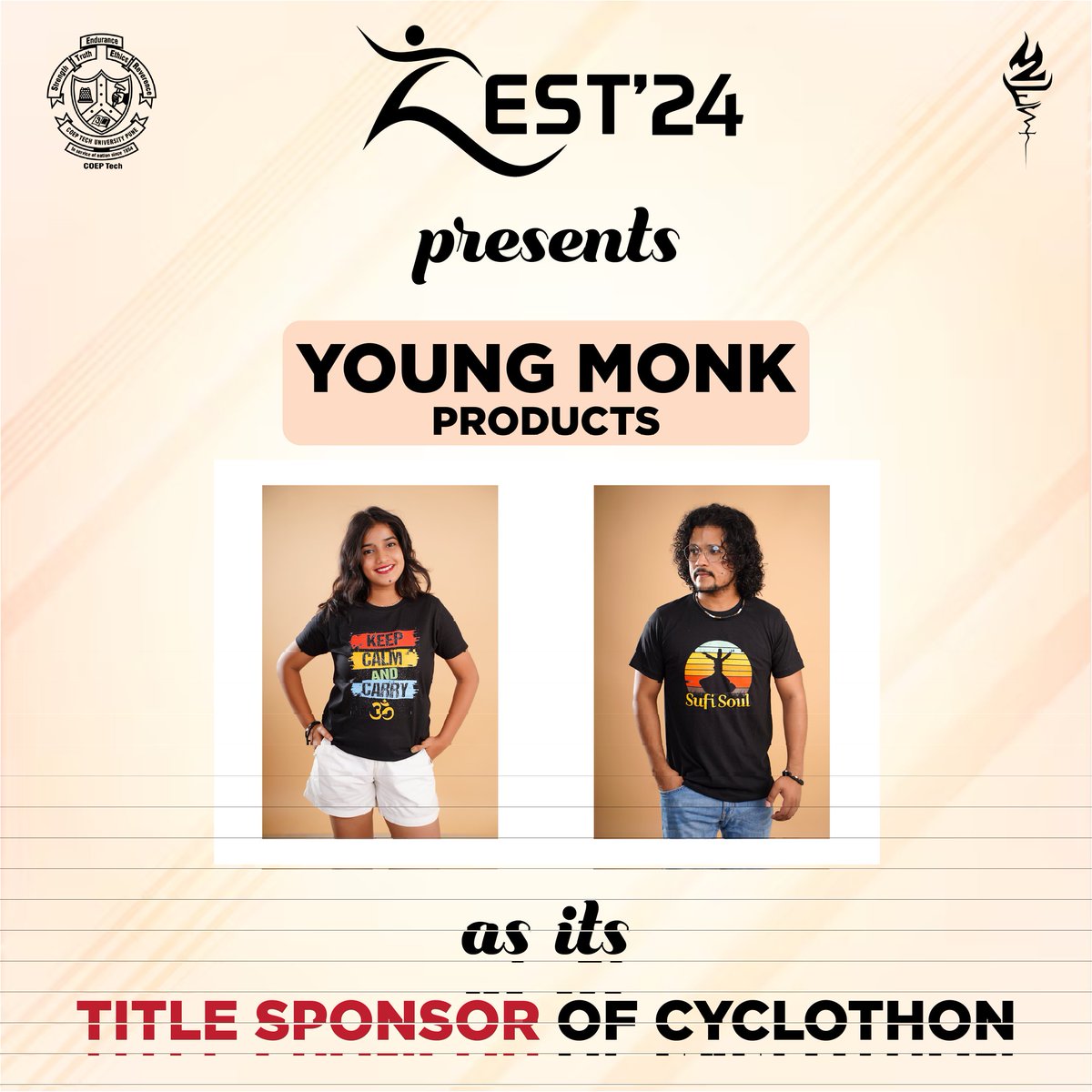 CoepZest24's tweet photo. Presenting 𝗬𝗢𝗨𝗡𝗚𝗠𝗢𝗡𝗞 as our 𝗢𝗳𝗳𝗶𝗰𝗶𝗮𝗹 𝗧𝗶𝘁𝗹𝗲 𝗦𝗽𝗼𝗻𝘀𝗼𝗿 for 𝗖𝗢𝗘𝗣 𝗭𝗘𝗦𝗧 𝗖𝘆𝗰𝗹𝗼𝘁𝗵𝗼𝗻.💫

"Embrace tranquility with 𝗬𝗼𝘂𝗻𝗴𝗺𝗼𝗻𝗸𝘀𝘁𝗼𝗿𝗲 - Your Gateway to Mindful Living" 🧘‍♂️✨
                           
#youngmonk #coep https://t.co/yy2xWRWX17