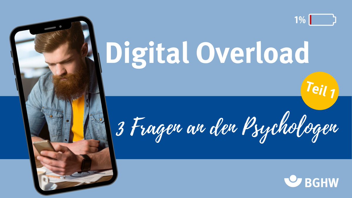 💬 Im Interview: Prof. Dr. Dirk Windemuth, Psychologe und Leiter des Instituts für Arbeit und Gesundheit (IAG) der <a href="/DGUV/">DGUV</a> spricht über Kurzzeitgedächtnis, Push-Meldungen und #Handysucht: bghw.de/e-magazin/digi…

#Smartphone #Digitalisierung #Reizüberflutung #Bildschirmzeit