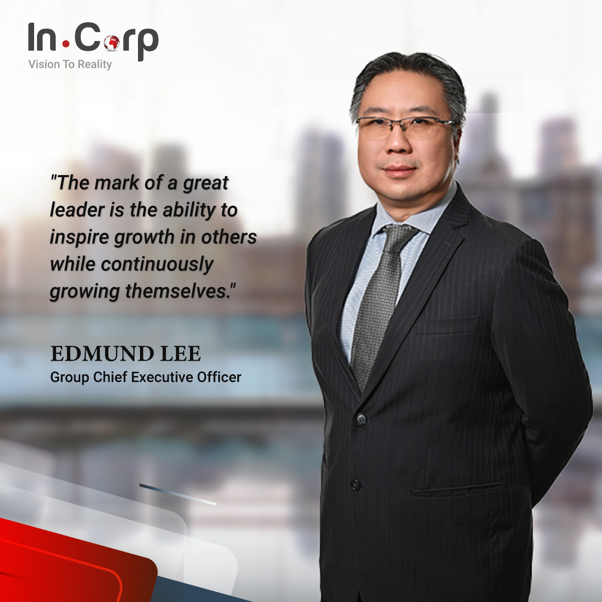 Continuous growth is paramount in all facets of life. Our Group CEO, Edmund Lee, shared his thoughts on how leaders can inspire their employees to grow by fostering their growth. Join us for a fulfilling career experience today! incorp.asia/careers #InCorpGlobal #Leadership