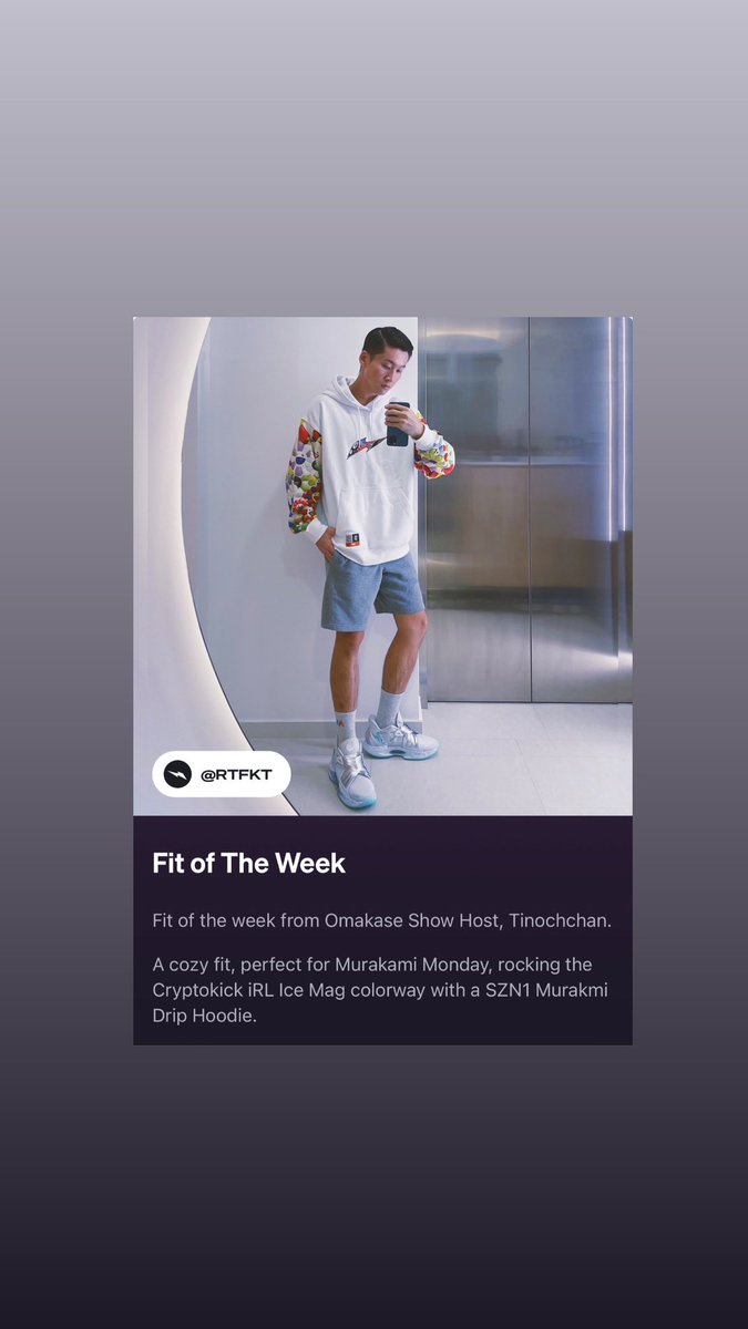 I made it to the <a href="/RTFKT/">RTFKT</a> App for this week's "Fit of The Week"! 😱 

Truly honored! TGIF! ⚡️