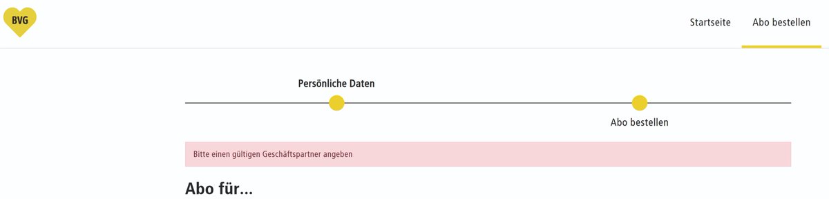 Acorncrafts's tweet photo. @BVG_Unternehmen @BVG_Kampagne Hilfe bitte! Ich kann die Schulfahrkarte meines Kindes nicht bestellen, da ich ständig diese Fehlermeldung erhalte! https://t.co/hUiS8e5Moz