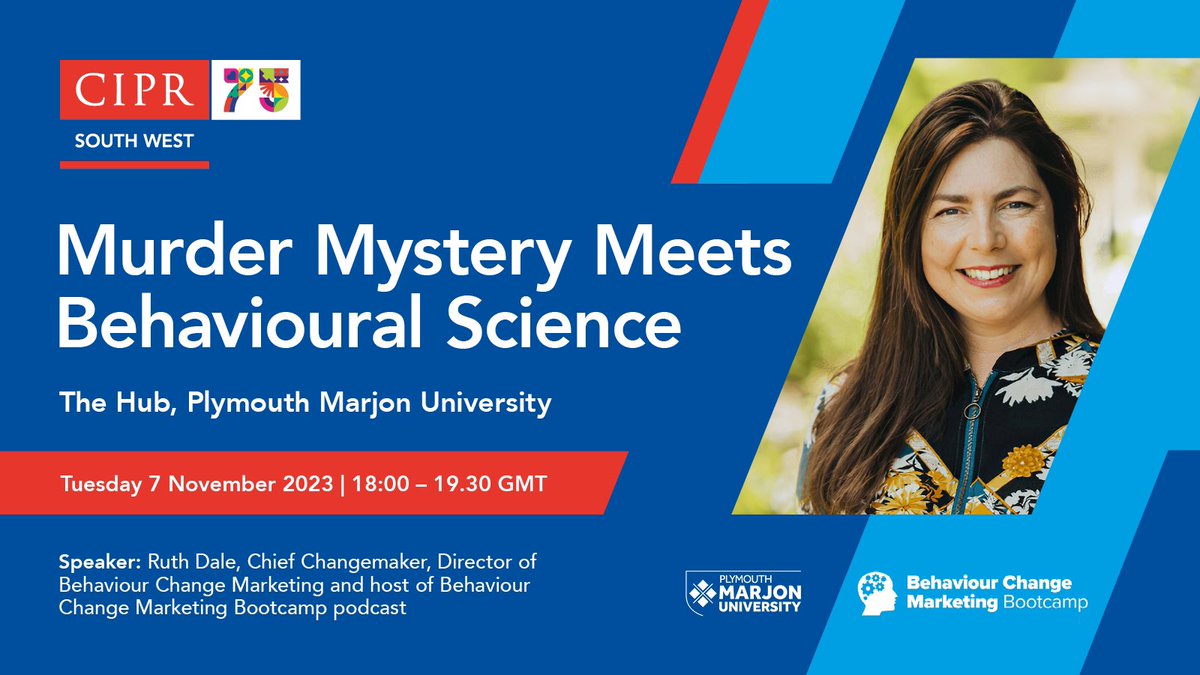 CIPR South West (@cipr_sw) on Twitter photo Our latest #Plymouth event is coming up! 🙌🏻
Join us for a murder mystery at <a href="/marjonuni/">Plymouth Marjon University</a> with behavioural change expert <a href="/ruth_dale/">Ruth Dale</a> for a fun, easy, but potentially deadly way to use #behaviouralscience in your #comms and #PR strategies.
Register here! ➡️ cipr.co.uk/CIPR/Events/Ev… Our latest #Plymouth event is coming up! 🙌🏻
Join us for a murder mystery at <a href="/marjonuni/">Plymouth Marjon University</a> with behavioural change expert <a href="/ruth_dale/">Ruth Dale</a> for a fun, easy, but potentially deadly way to use #behaviouralscience in your #comms and #PR strategies.
Register here! ➡️ cipr.co.uk/CIPR/Events/Ev…