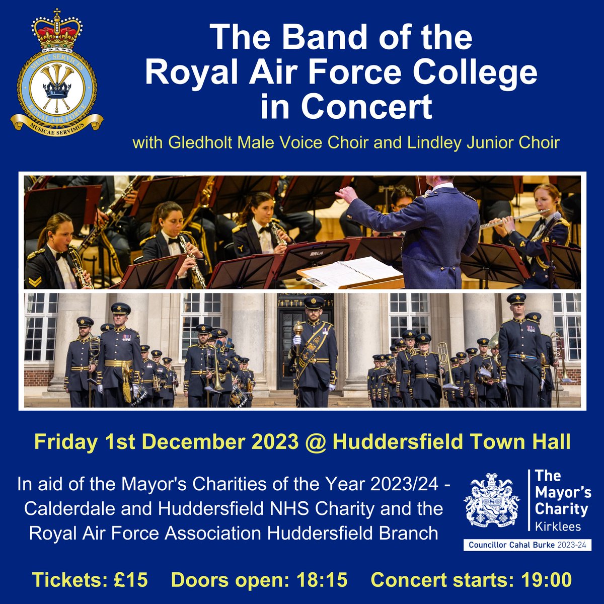 You've read it correctly, CHFT Charity and the Royal Air Force Association, Huddersfield Branch (Huddersfield RAFA) are hosting a Charity Concert in aid of the Mayor's chosen Charities of the Year 2023/24🤩 (1/3)