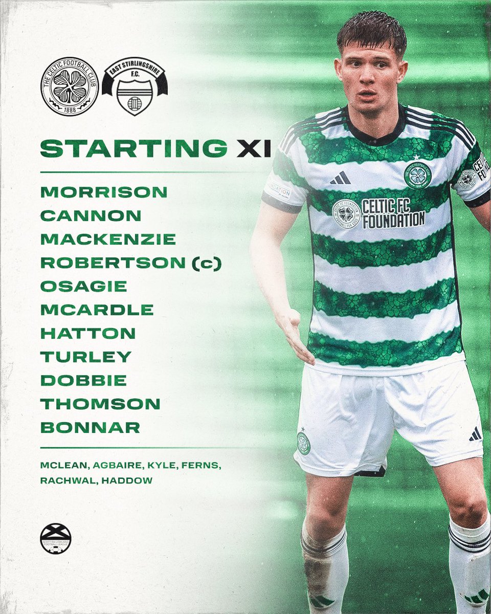 CelticFCB's tweet photo. 🟢 Team news from Airdrie! ⚪️

Here is how the Celts line-up for this evening's clash against East Stirlingshire 📋

#CELSHI | #SLFL | #COYBIG🍀 https://t.co/sbdhnUqm6e
