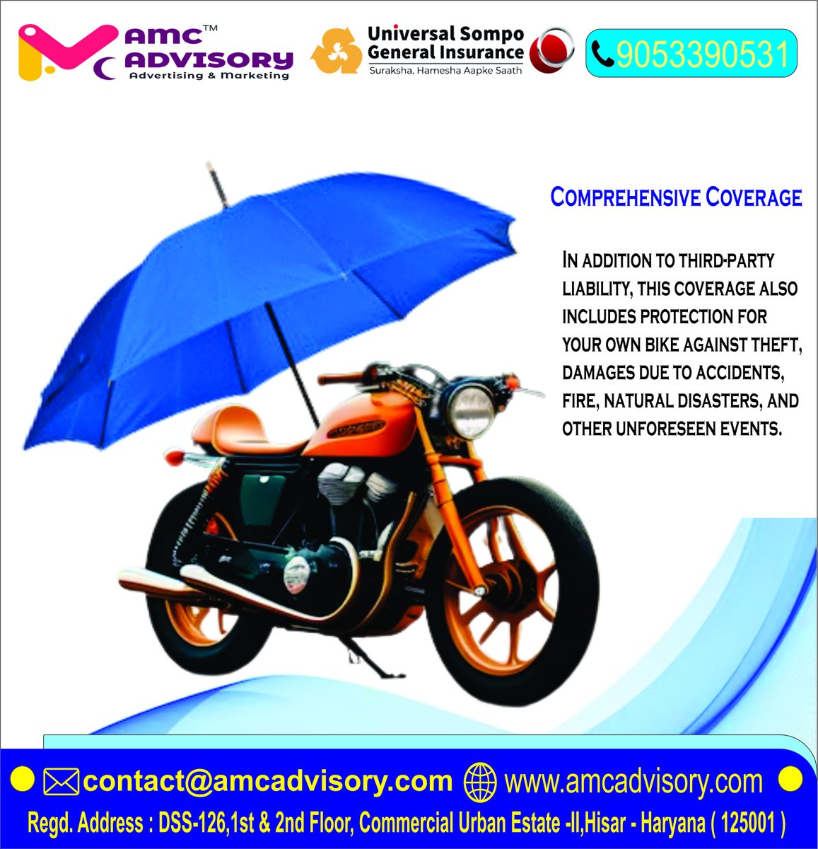 amc_advisory's tweet image. 🏍️🛡️ "Ride Secure, Ride Smart: Universal Sampo Two-Wheeler Comprehensive Insurance!" 🛵🌟
Your two-wheeler isn't just a mode of transportation; it's an extension of your freedom and style. 🛣️🏍️ #UniversalSampoInsurance #TwoWheelerInsurance #RideSecure #InsureYourFreedom🛵🌈