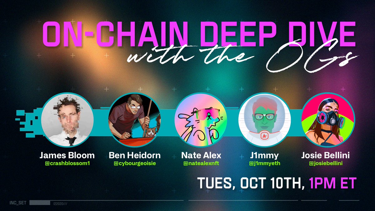 Discover the world of on-chain NFTs that stand the test of time alongside groundbreaking artists and founders @crashblossom1, @cybourgeoisie, @natealexnft, @j1mmyeth, and @josiebellini, RSVP below and don't miss out👇