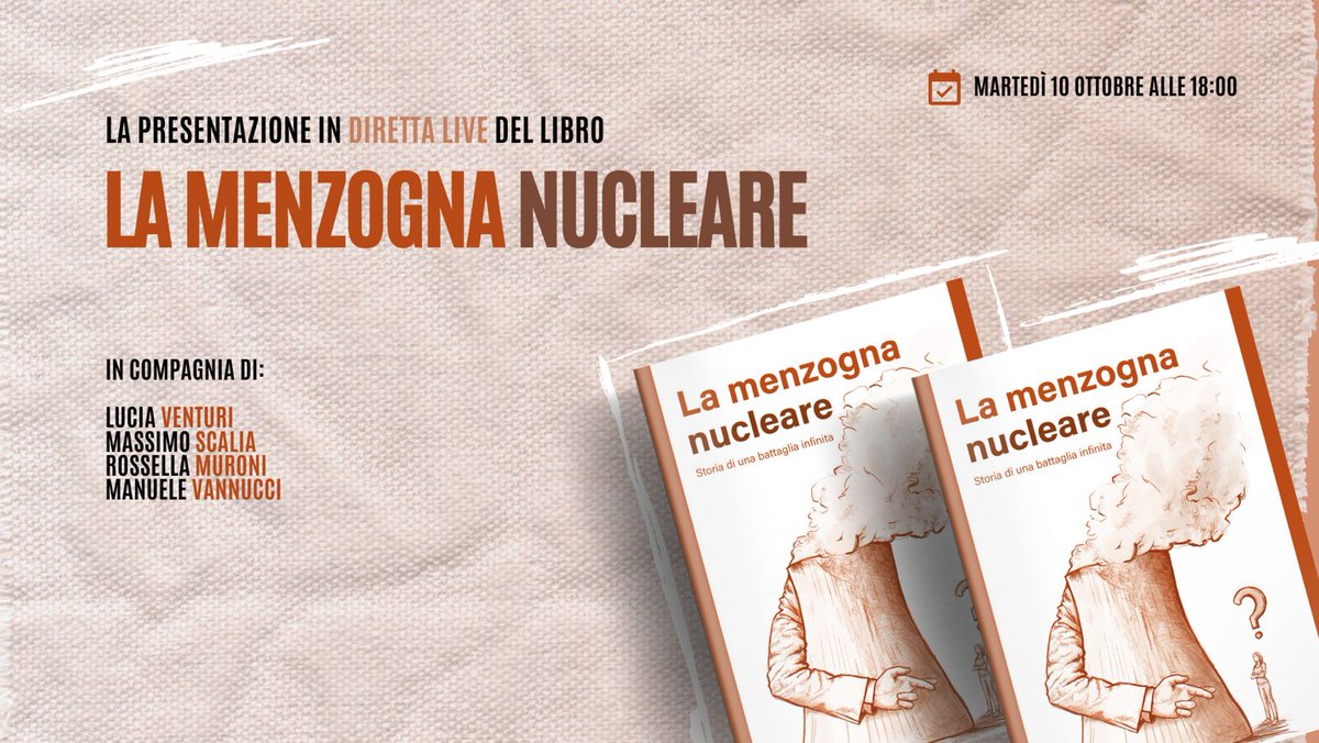 Energia atomica pulita e sicura? Con #LaMenzognaNucleare <a href="/VenturiLucia/">lucia venturi</a> inaugura la collana #FacciamoECO per <a href="/intermezzi/">Intermezzi Editore</a> Editore e smonta propaganda e fake news sull’atomo. Ne parliamo martedì 10 alla presentazione del libro. Info e prenotazioni qui shorturl.at/rRT13