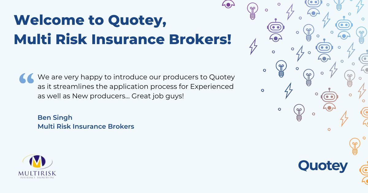 Quoteyio's tweet photo. Here's another #WelcomeWednesday to Ben Singh, https://t.co/YyyF4n9OCB CFP FCIP CRM and his team at Multi Risk Insurance Brokers! We're really happy to have them on board!
#insurtech #quotey #commercialinsurance https://t.co/zPMwzI9czC