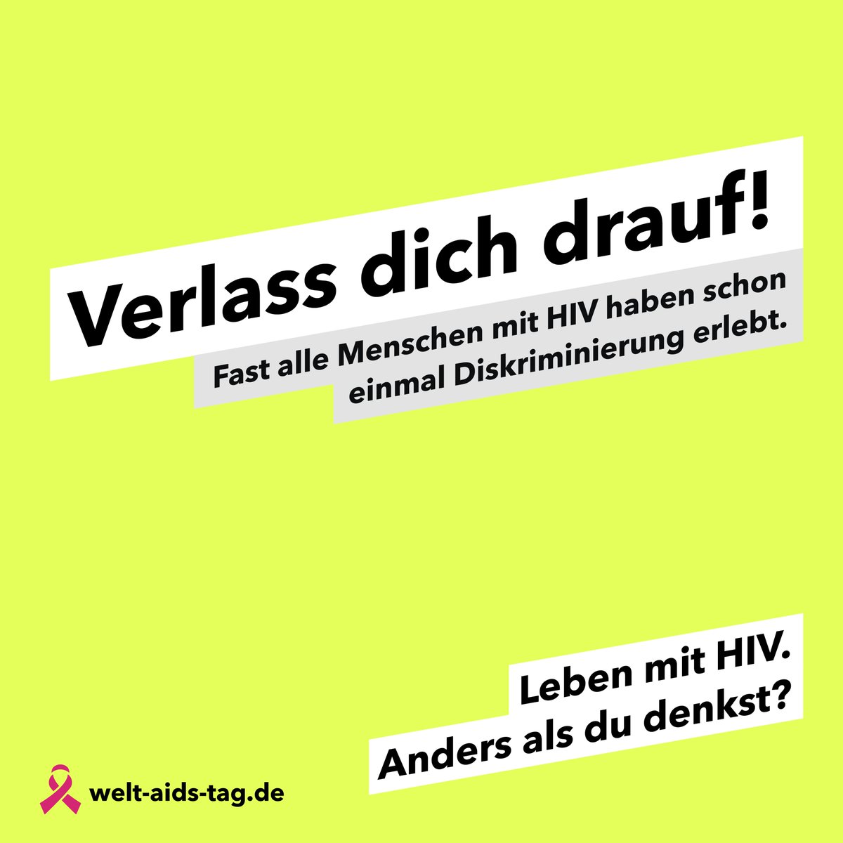 weltaidstag_de's tweet photo. 95 % der Menschen mit #HIV haben kürzlich Diskriminierung erlebt. Studie positive stimmen 2.0:

https://t.co/LV3HZ4KKbB Mach dich schlau und signalisiere: Ich bin offen, informiert und solidarisch!

#AndersAlsDuDenkst #WeltAidsTag #LebenMitHIV #HIV #WeltAidsTag https://t.co/3L2JoWvpzi
