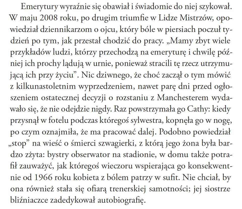 Umarła lady Cathy Ferguson, żona sir Aleksa. Była bardzo, bardzo ważna. Podrzucam kawałek "Światła bramki".