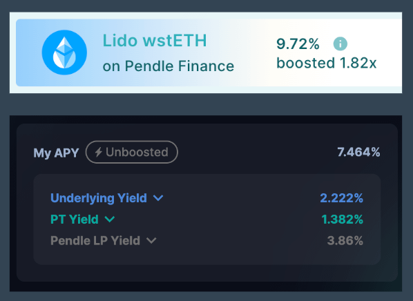 0xTindorr's tweet photo. I thought my LST yield on Pendle was one of the best.

But I was wrong. There is always a new opportunity in the Pendle ecosystem.

You can get 56% APY on ETH with the newest integration on Pendle's LST. 🧠 🎇

Now it is the best yield on single-sided LST farming. 🔥

Here is what recently happened with Pendle ecosystem and some alphas: 👇🏻

-------------
🏁 When @Penpiexyz_io integrates with @pendle_fi, it is a disruptive move because everyone can get higher yield from the boosting yield feature on Penpie.

Example:

▶︎ On Pendle, you can get 7.46% APY on ETH by providing liquidity to PT-wstETH/wstETH

▶︎ When boosted on Penpie, the yield increases to 9.72% APY on ETH

Everyone agrees that getting almost 10% APR on a major asset like ETH is good enough.

But WHAT IF there is a gigabrain that innovates on top of Penpie, bringing yield to the highest level. It will be the new breakthrough moment.

Now we have reached this certain point.

-------------

@stellaxyz_ just released the leveraged LST strategy on Pendle and Penpie. Users can leverage up to 10x on liquidity providing to Penpie.

The APR on ETH is 56%, this is the highest yield I can find on-chain right now.

-----------

✍️ The reasons why I feel comfortable using this leverage strategy:

▶︎ The yield is organic, and I understand how the yield comes from. Stella enables users to borrow more ETH and convert it to wstETH to deposit on Pendle via Penpie, which is boosted.

▶︎ The liquidation risk is relatively small because you provide ETH as collateral and borrow ETH against it. The only liquidation case I can think of is when wstETH or PT wstETH depegs from its real value.

▶︎ There is barely any impermanent loss since the pool consists of wstETH and PT-wstETH. The PT token will eventually have the same value as its original token.

----------
✨ How to open a leveraged position on Stella:

▶︎ Go to the Stella app and find the wstETH pool with the Penpie logo.

▶︎ I suggest leveraging slightly under 10x to prevent the debt ratio from going over 100% and causing liquidation.
✨ How to open a leveraged position on Stella:

▶︎ Go to the Stella app and find the wstETH pool with the Penpie logo.
▶︎ I suggest leveraging slightly under 10x to prevent the debt ratio from going over 100% and causing liquidation.

If you try the leveraged strategy and have any questions, feel free to comment or dm me.

Also, please like and retweet if you think this content provides you with some insights.