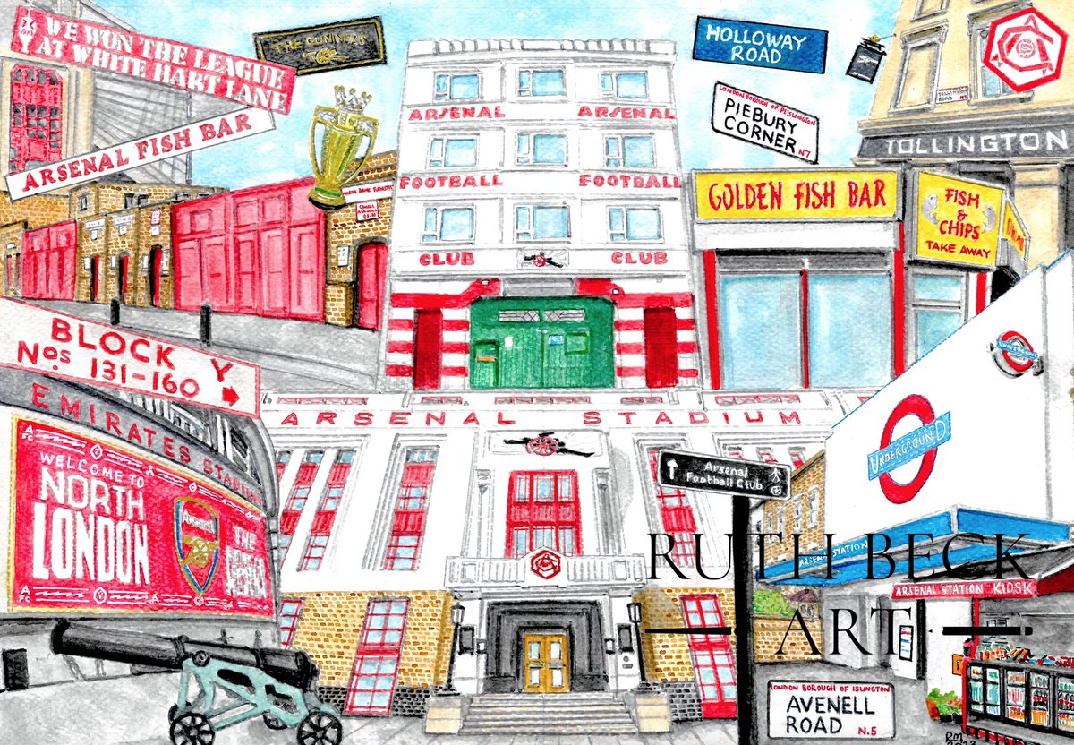 Today I finished this A3 watercolour painting of my Arsenal Collage which has taken me over 3 weeks to complete! 

It encompasses all the things I love about The <a href="/Arsenal/">Arsenal</a> 

I hope you like it too!

Prints available on Etsy (link in comments)

Original painting for sale too!